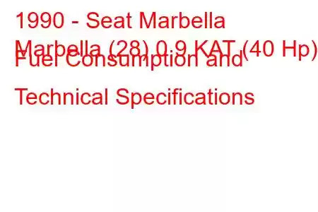 1990 - Seat Marbella
Marbella (28) 0.9 KAT (40 Hp) Fuel Consumption and Technical Specifications