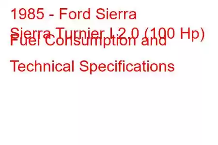 1985 - Ford Sierra
Sierra Turnier I 2.0 (100 Hp) Fuel Consumption and Technical Specifications