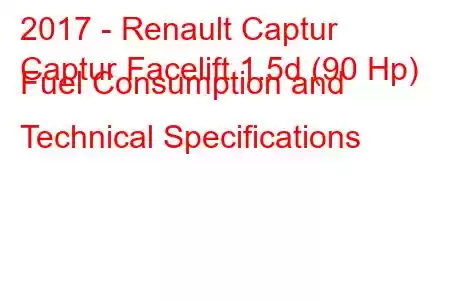 2017 - Renault Captur
Captur Facelift 1.5d (90 Hp) Fuel Consumption and Technical Specifications