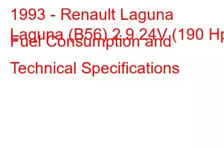 1993 - Renault Laguna
Laguna (B56) 2.9 24V (190 Hp) Fuel Consumption and Technical Specifications