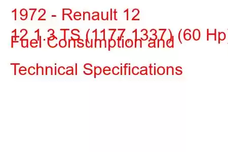 1972 - Renault 12
12 1.3 TS (1177,1337) (60 Hp) Fuel Consumption and Technical Specifications