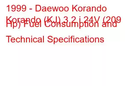 1999 - Daewoo Korando
Korando (KJ) 3.2 i 24V (209 Hp) Fuel Consumption and Technical Specifications