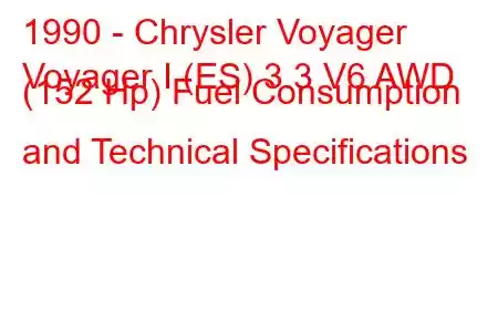 1990 - Chrysler Voyager
Voyager I (ES) 3.3 V6 AWD (152 Hp) Fuel Consumption and Technical Specifications