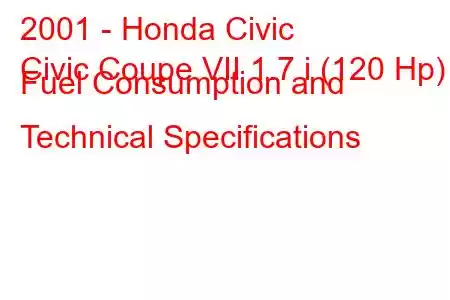 2001 - Honda Civic
Civic Coupe VII 1.7 i (120 Hp) Fuel Consumption and Technical Specifications