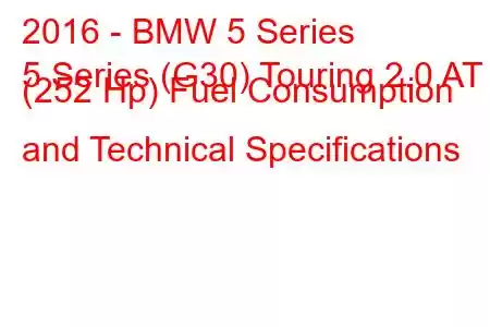 2016 - BMW 5 Series
5 Series (G30) Touring 2.0 AT (252 Hp) Fuel Consumption and Technical Specifications