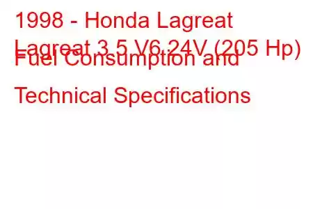 1998 - Honda Lagreat
Lagreat 3.5 V6 24V (205 Hp) Fuel Consumption and Technical Specifications