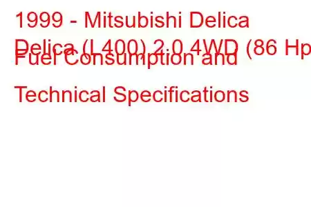 1999 - Mitsubishi Delica
Delica (L400) 2.0 4WD (86 Hp) Fuel Consumption and Technical Specifications