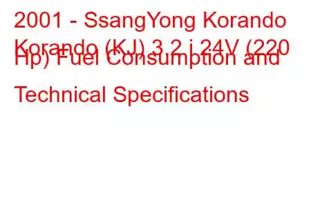 2001 - SsangYong Korando
Korando (KJ) 3.2 i 24V (220 Hp) Fuel Consumption and Technical Specifications