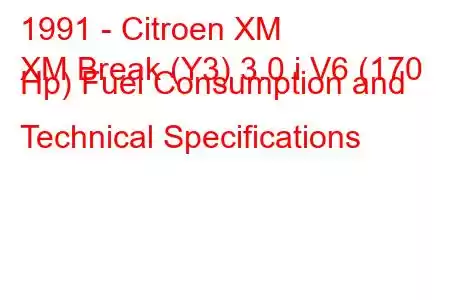 1991 - Citroen XM
XM Break (Y3) 3.0 i V6 (170 Hp) Fuel Consumption and Technical Specifications