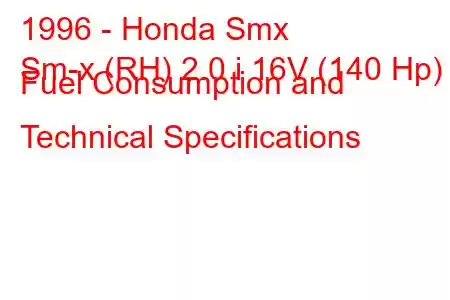 1996 - Honda Smx
Sm-x (RH) 2.0 i 16V (140 Hp) Fuel Consumption and Technical Specifications