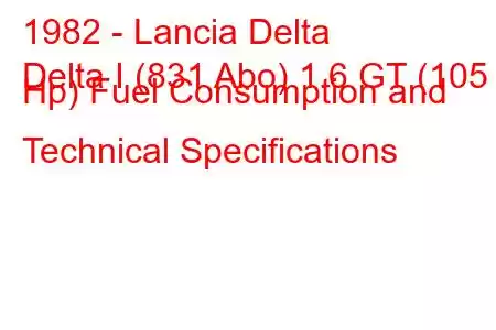 1982 - Lancia Delta
Delta I (831 Abo) 1.6 GT (105 Hp) Fuel Consumption and Technical Specifications