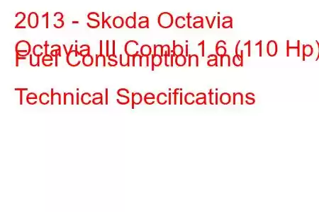 2013 - Skoda Octavia
Octavia III Combi 1.6 (110 Hp) Fuel Consumption and Technical Specifications