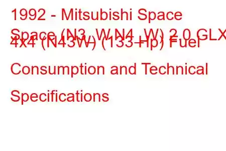 1992 - Mitsubishi Space
Space (N3_W,N4_W) 2.0 GLXi 4x4 (N43W) (133 Hp) Fuel Consumption and Technical Specifications