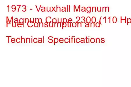 1973 - Vauxhall Magnum
Magnum Coupe 2300 (110 Hp) Fuel Consumption and Technical Specifications