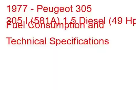 1977 - Peugeot 305
305 I (581A) 1.5 Diesel (49 Hp) Fuel Consumption and Technical Specifications