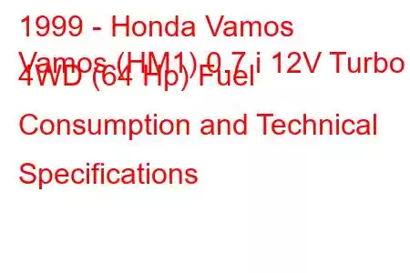 1999 - Honda Vamos
Vamos (HM1) 0.7 i 12V Turbo 4WD (64 Hp) Fuel Consumption and Technical Specifications