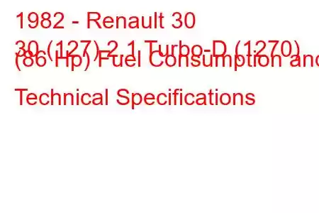 1982 - Renault 30
30 (127) 2.1 Turbo-D (1270) (86 Hp) Fuel Consumption and Technical Specifications