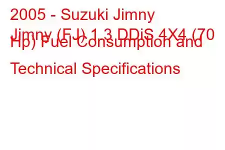 2005 - Suzuki Jimny
Jimny (FJ) 1.3 DDiS 4X4 (70 Hp) Fuel Consumption and Technical Specifications