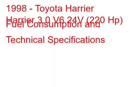 1998 - Toyota Harrier
Harrier 3.0 V6 24V (220 Hp) Fuel Consumption and Technical Specifications