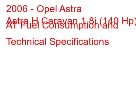 2006 - Opel Astra
Astra H Caravan 1.8i (140 Hp) AT Fuel Consumption and Technical Specifications