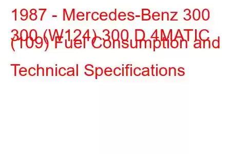 1987 - Mercedes-Benz 300
300 (W124) 300 D 4MATIC (109) Fuel Consumption and Technical Specifications