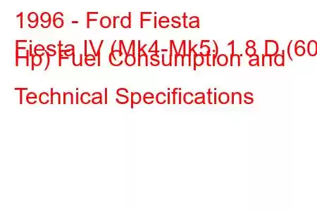 1996 - Ford Fiesta
Fiesta IV (Mk4-Mk5) 1.8 D (60 Hp) Fuel Consumption and Technical Specifications