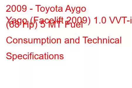 2009 - Toyota Aygo
Yago (Facelift 2009) 1.0 VVT-i (68 Hp) 5 МТ Fuel Consumption and Technical Specifications