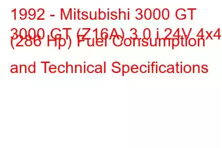 1992 - Mitsubishi 3000 GT
3000 GT (Z16A) 3.0 i 24V 4x4 (286 Hp) Fuel Consumption and Technical Specifications