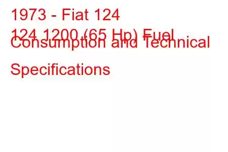 1973 - Fiat 124
124 1200 (65 Hp) Fuel Consumption and Technical Specifications