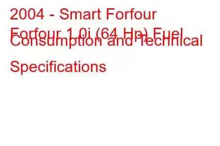 2004 - Smart Forfour
Forfour 1.0i (64 Hp) Fuel Consumption and Technical Specifications