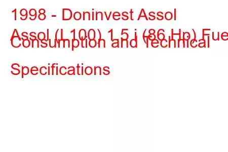 1998 - Doninvest Assol
Assol (L100) 1.5 i (86 Hp) Fuel Consumption and Technical Specifications