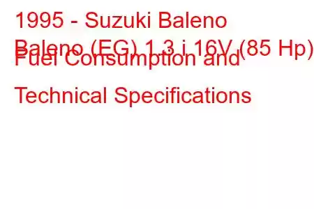 1995 - Suzuki Baleno
Baleno (EG) 1.3 i 16V (85 Hp) Fuel Consumption and Technical Specifications