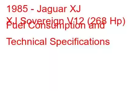 1985 - Jaguar XJ
XJ Sovereign V12 (268 Hp) Fuel Consumption and Technical Specifications