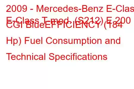 2009 - Mercedes-Benz E-Class
E-Class T-mod. (S212) E 200 CGI BlueEFFICIENCY (184 Hp) Fuel Consumption and Technical Specifications