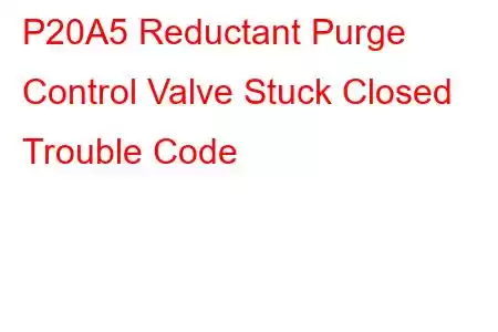 P20A5 Reductant Purge Control Valve Stuck Closed Trouble Code