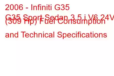 2006 - Infiniti G35
G35 Sport Sedan 3.5 i V6 24V (309 Hp) Fuel Consumption and Technical Specifications