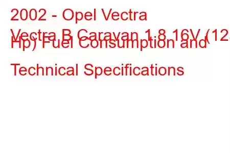 2002 - Opel Vectra
Vectra B Caravan 1.8 16V (125 Hp) Fuel Consumption and Technical Specifications