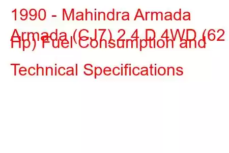 1990 - Mahindra Armada
Armada (CJ7) 2.4 D 4WD (62 Hp) Fuel Consumption and Technical Specifications