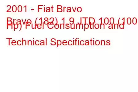 2001 - Fiat Bravo
Bravo (182) 1.9 JTD 100 (100 Hp) Fuel Consumption and Technical Specifications