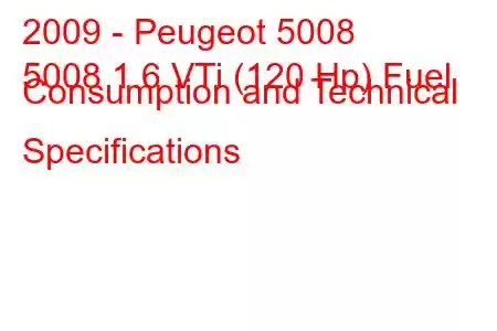 2009 - Peugeot 5008
5008 1.6 VTi (120 Hp) Fuel Consumption and Technical Specifications