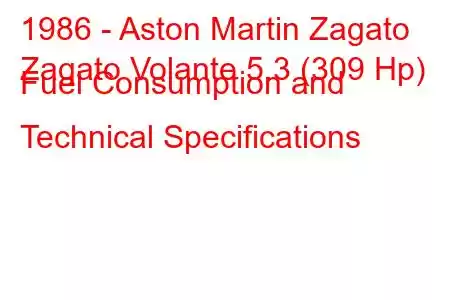 1986 - Aston Martin Zagato
Zagato Volante 5.3 (309 Hp) Fuel Consumption and Technical Specifications