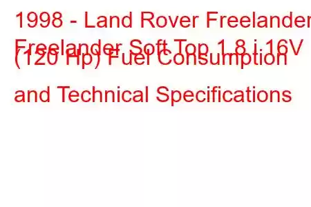 1998 - Land Rover Freelander
Freelander Soft Top 1.8 i 16V (120 Hp) Fuel Consumption and Technical Specifications