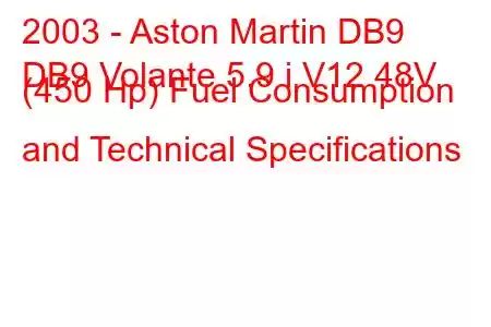 2003 - Aston Martin DB9
DB9 Volante 5.9 i V12 48V (450 Hp) Fuel Consumption and Technical Specifications