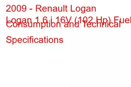 2009 - Renault Logan
Logan 1.6 i 16V (102 Hp) Fuel Consumption and Technical Specifications