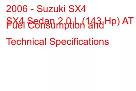 2006 - Suzuki SX4
SX4 Sedan 2.0 L (143 Hp) AT Fuel Consumption and Technical Specifications