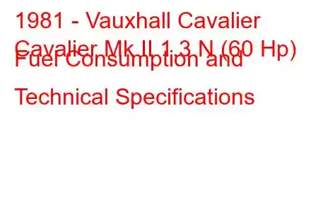 1981 - Vauxhall Cavalier
Cavalier Mk II 1.3 N (60 Hp) Fuel Consumption and Technical Specifications