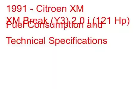 1991 - Citroen XM
XM Break (Y3) 2.0 i (121 Hp) Fuel Consumption and Technical Specifications