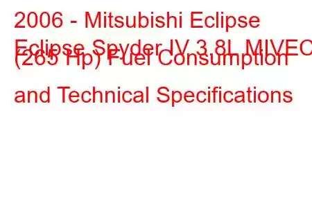 2006 - Mitsubishi Eclipse
Eclipse Spyder IV 3.8L MIVEC (265 Hp) Fuel Consumption and Technical Specifications