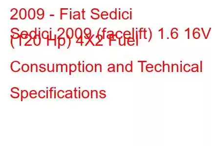 2009 - Fiat Sedici
Sedici 2009 (facelift) 1.6 16V (120 Hp) 4X2 Fuel Consumption and Technical Specifications