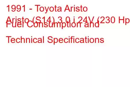 1991 - Toyota Aristo
Aristo (S14) 3.0 i 24V (230 Hp) Fuel Consumption and Technical Specifications